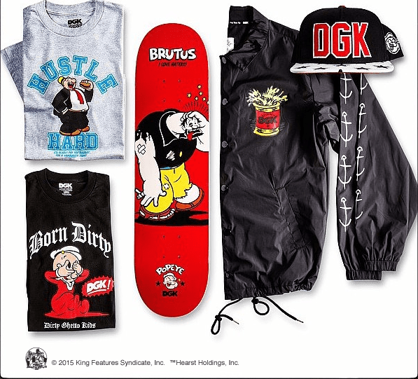 Popeye X DGK skateboard apparel collection