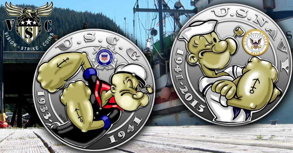 Popeye US Navy and US Coast Guard collectible coin
