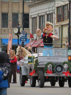 Popeye in Massilon, Ohio, Christmas Parade