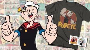 Popeye tee and bonus stickers manufactured by opfunk 